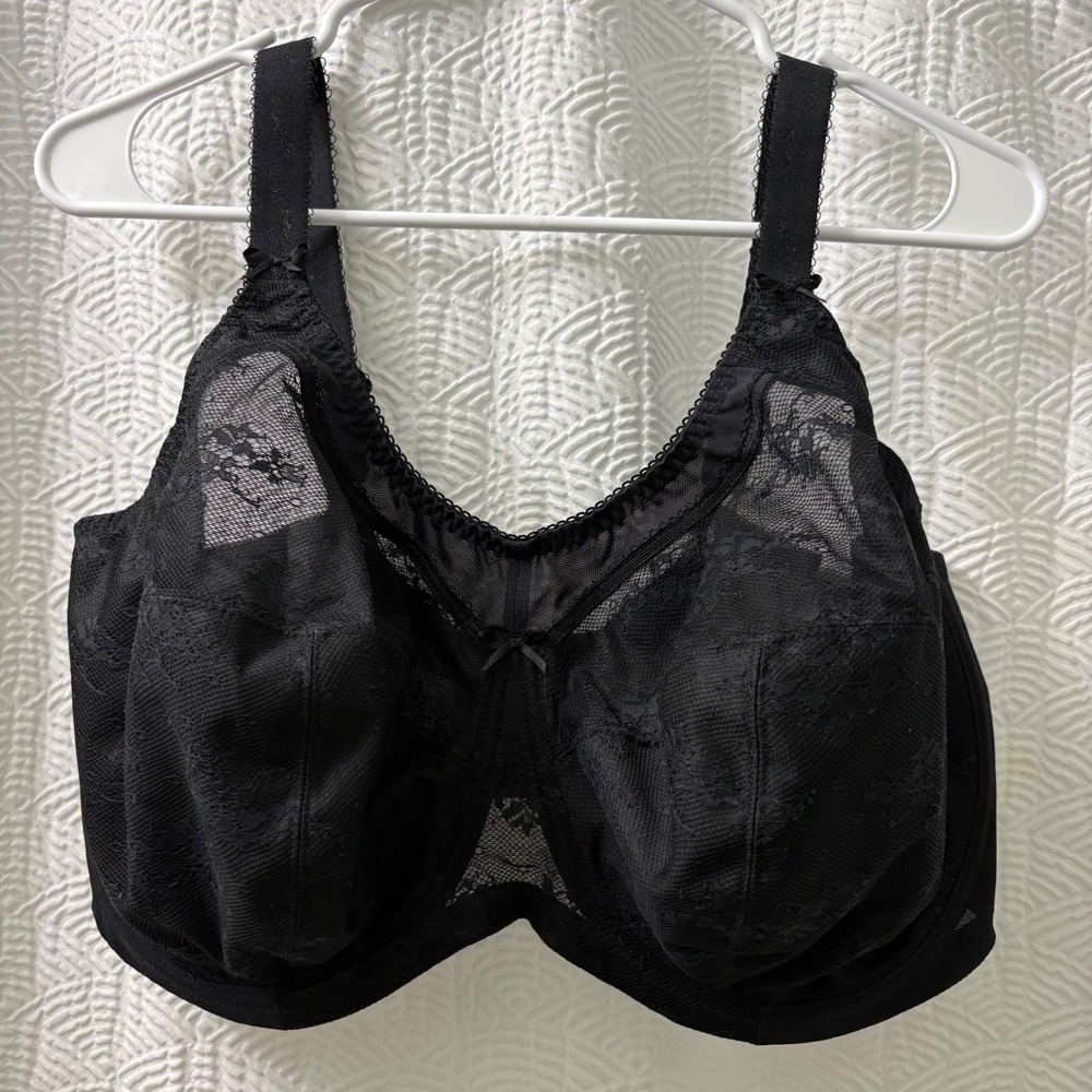 Goddess‎ Alice GD6041BLK Full Coverage Bra Black Lace Trim Underwire Size 40J